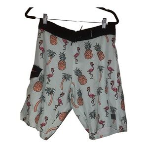 Maui and‎ Sons Green and Black Board Shorts Tropical Vibe